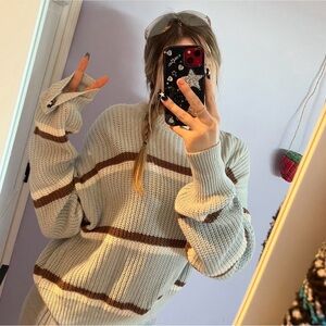Rue21 Brown and Cream Striped Sweater